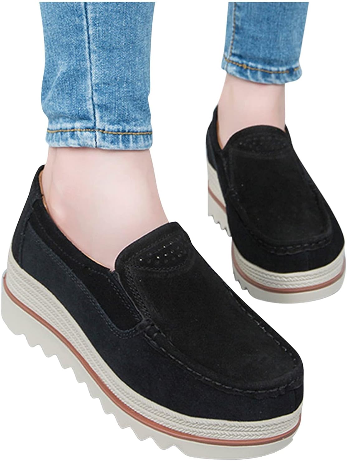 ZBYY Women's Loafers,Slip On Walking Shoes Fashion Sneakers Comfort Wedge Platform Loafers Casual Nurse Sneakers