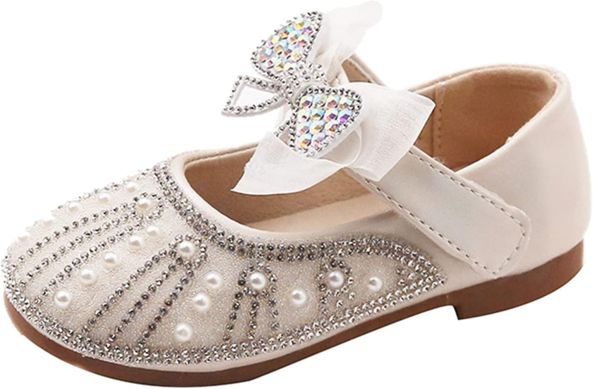 Toddler Dress Shoes Flower Girl Shoes for Cute Toddler Mary Jane Shoes Lace Flore Ballet Flat for Walking Shoes (Red, 2-2.5 Years Toddler)