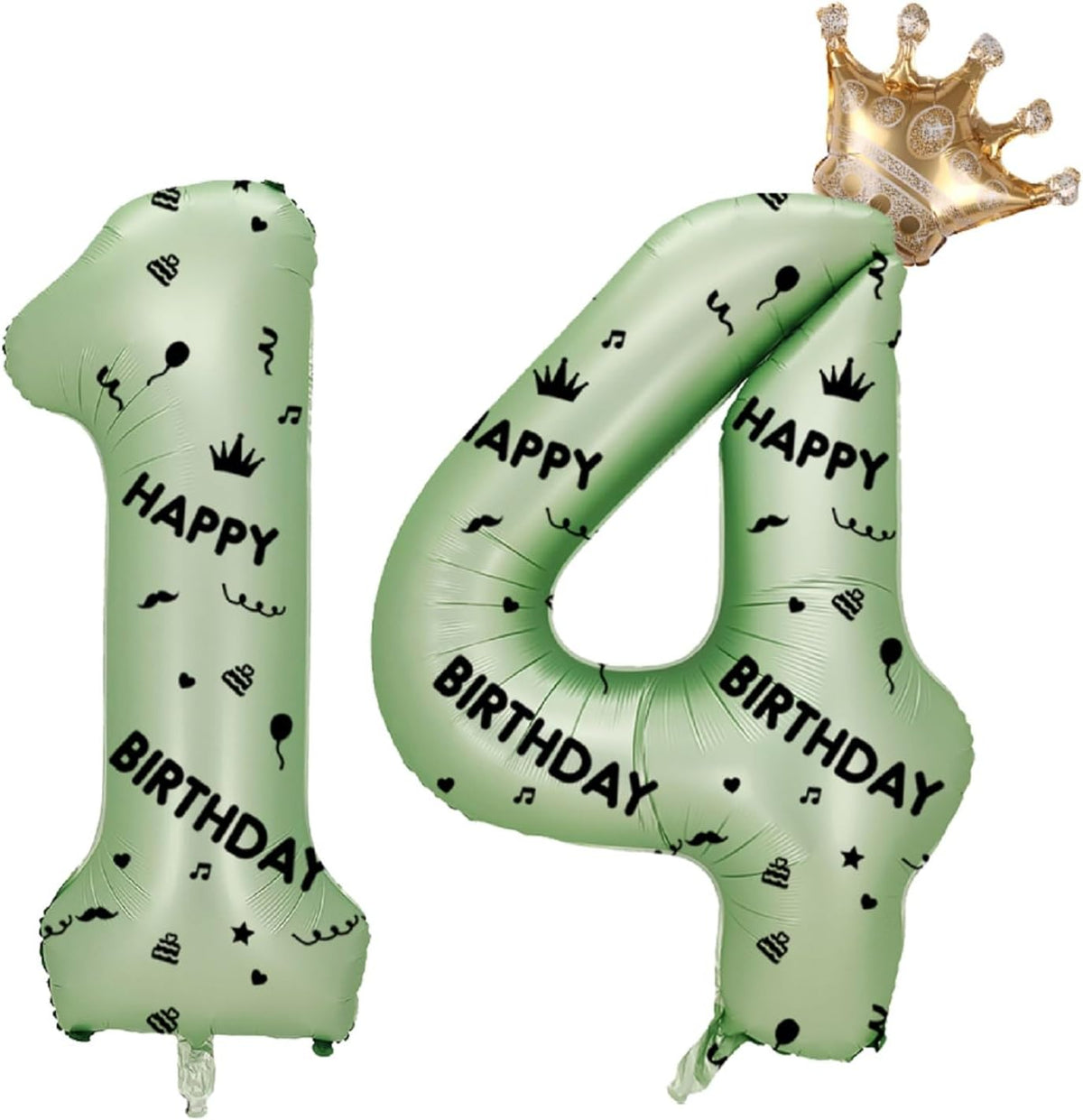 40 Inch Green Foil Balloon Number 14,Crown 14th Birthday Party Decorative Balloons,Number Large Numbers Balloon 14,Girls Boys 14th Birthday Decoration Anniversary Wedding 14th Birthday Party Supplies