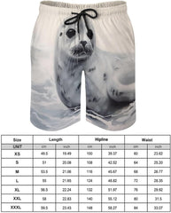 Men's Swim Trunks Harp Seal Painting Beach Shorts Quick Dry Summer Bathing Suit Swimwear Beachwear with Pockets