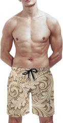 Men's Swim Trunks Flower Vine Pattern Beach Shorts Quick Dry Summer Bathing Suit Swimwear Beachwear with Pockets