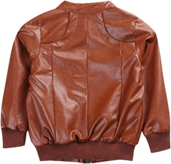 Toddler Kids Little Boys Long Sleeve Outerwear Thick Fleece Lined Faux Leather Zipper Jacket Spring Autumn Boy Coat