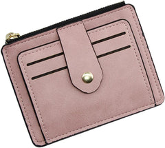 Men Women Front Pocket Wallet, Multi-slots Credit Card Holder Purse, Faux Leather Wallet Coin Pouch, Minimalist Money Clip Wallet for Id Window and Credit Business Occasion Pink
