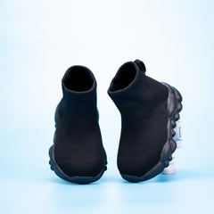 Boys and Girls Indoor Non-Slip Baby Toddler Shoes Breathable mesh Surface Lightweight Elastic Socks Shoes Memory Soles Protect Toes Outdoor Sneakers Black