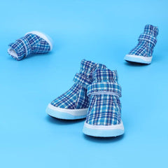 Cat Shoes, Dog Boots Outdoor Walking Breathable Puppy Sneakers 4Pcs Non Slip Pet Dog Soft Cloth Sports Shoes Dog Shoes for Small Medium Large Dogs, Blue (Number 2)