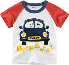Tee Toddler Short Cars Clothes Baby Boys Tops T Sleeve Kids Cartoon for 17 Shirts Comfortable Summer Tops Clothes Red