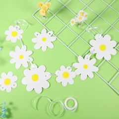 5 Pcs Groovy Daisy Party Hanging Banners, Boho Birthday Daisy Party Decoration Paper Garlands Yellow and White Daisies Flower Hanging Hippie Flower Theme Accessories for Girl Birthday Supplies