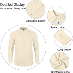 Mens Casual Long Sleeve Cotton Linen Shirts Buttons Down Solid Plain Roll-Up Sleeve Summer Beach Shirts