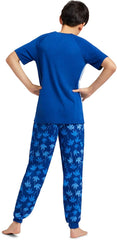 Boys 2-Piece Short Sleeve Pajama Set Kids Sleepwear PJs, Royal, XS