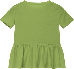 Girls Summer Cute Peplum T-Shirts Kids Trendy Ruffle Short Sleeve Loose Fit Casual Crewneck Tunic Tops Blouse for 3-12 Years