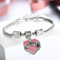 Heart Bracelets Rhinestone Heart Bracelets Good Luck Gifts for Women Friend Gifts