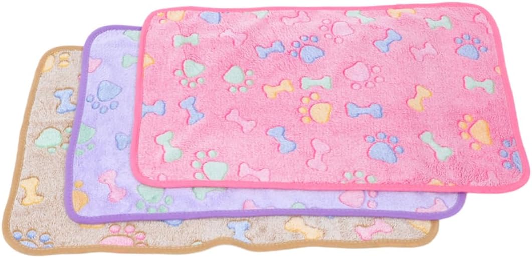 Happyyami 3pcs Cute Dog Blanket Washable Pet Blanket for Bed Car Soft for Cats Puppy Print