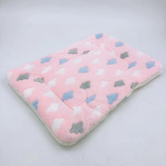 Cloud Heart Print Bone Paw Pattern Rectangle Pet Mat Winter Soft Flannel Cat Bed Mat Pet Supplies Cat Sleeping Pad