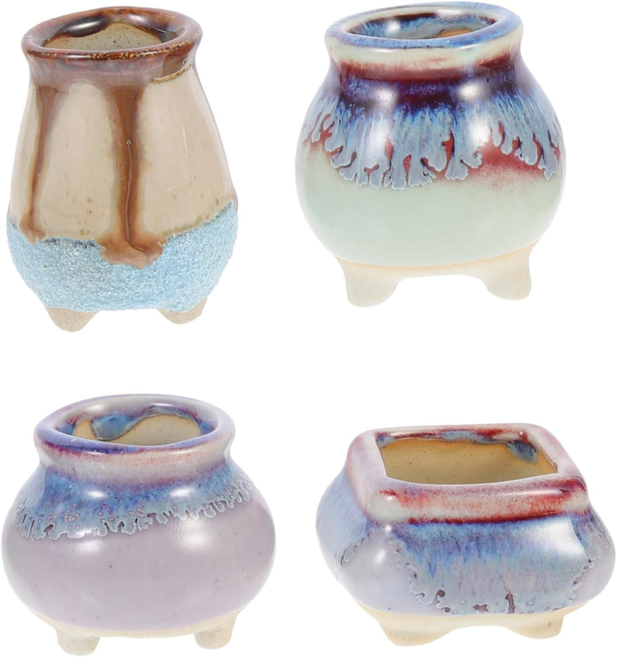 4Pcs Mini Succulent Planter Decorative Ceramic Flower Pots for Use Random Colors for Plants and for Gardens and Balconies
