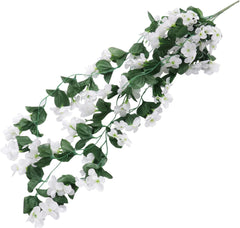 Artificial Violet Flower Vine Petal Faux Hanging Garland for Wedding Home Decor Boho Style White Green Simulation Plants for Table Centerpiece and Office Decoration