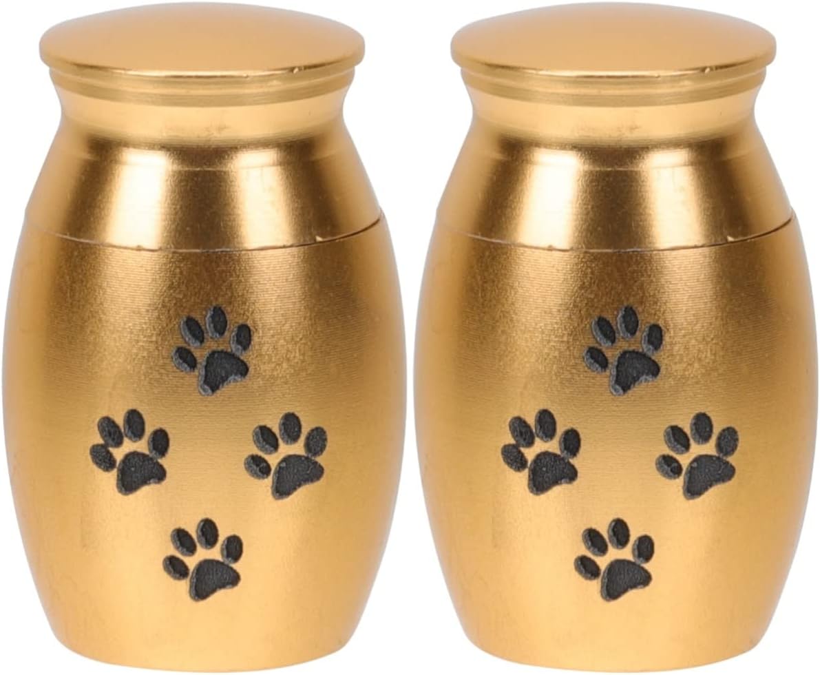 Zerodeko 2pcs Cremation Urn for Pets Stainless Steel Commemorative Casket Ash Storage Holder for Dogs Easy Maintenance Memorial for Pet Loss
