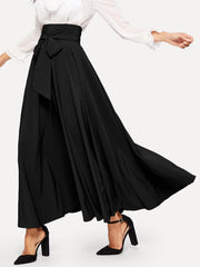 SweatyRocks Women's Elegant High Waist Skirt Tie Front Pleated Maxi Skirts