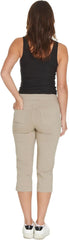 SLIM-SATION Women's Wide Band Pull on Straight Leg Capri with Tummy Control
