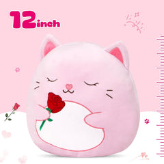 Athoinsu Cat Plush Pillow Soft Squishy Kitty Stuffed Animal Kawaii Toy Gifts for Kids Girls & Boys 12 Inch