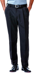 Haggar Men's Cool 18 Hidden Expandable Waist Pleat Front Pant-Regular and Big & Tall Sizes