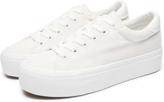 THATXUAOV Womens Platform Sneakers White Tennis Shoes Casual Low Top Fashion Sneakers