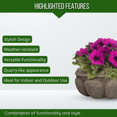 Elly Décor Plastic Cantera Planter 10x5 in. Pot Cantera Design Decorative for Indoor and Outdoors Plants Round Flower Pot White cantera