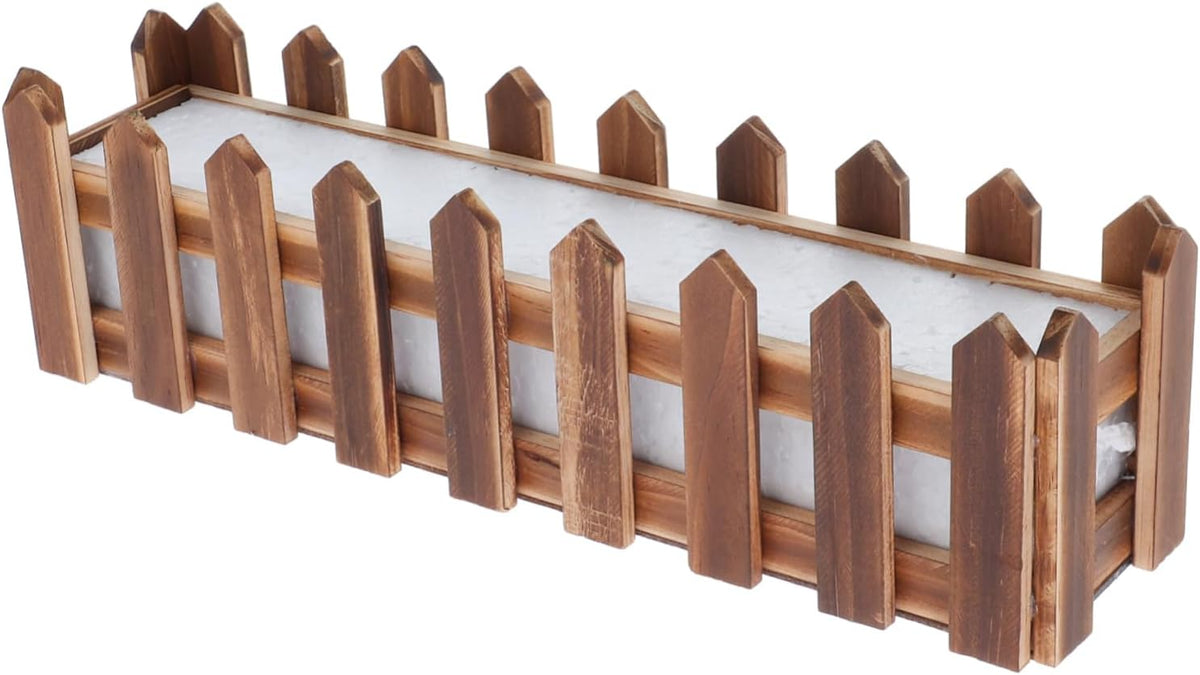 Milisten Wooden Flowerpot Planter Box for Artificial Flowers Foam Insert Outdoor Garden Decoration Rustic Wooden Fence Design for Patios and Balconies