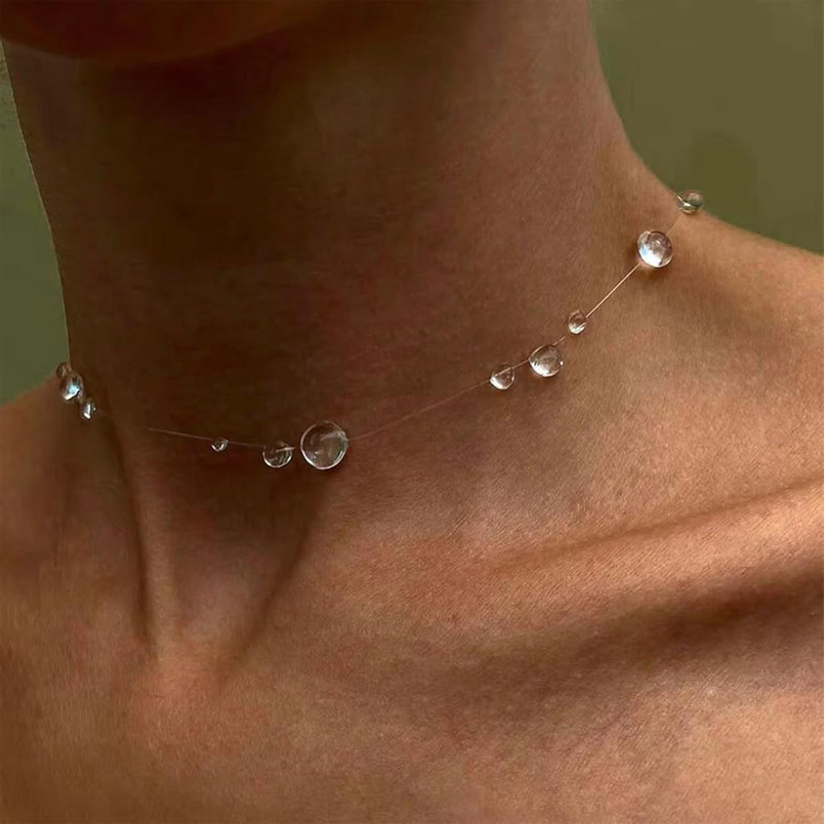 Dew Choker Necklace for Women Drop Necklace Lariat Necklaces for Women Simple Choker Handmade Dew Jewelry