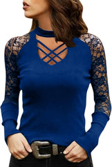 Women Y2K Lace Tops Shirt for Teen Girl Short Style Exposed Navel Lace Long Sleeve Spicy Girl Microfiber Tee Shirts