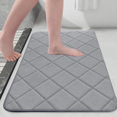 Bath Mats for Bathroom Rugs Memory Foam Absorbent Shower Mat Bath Tub Mat Soft Non Slip Bathroom Rug Washable Wash Dry, Thick Carpet Toilet Rug Gray