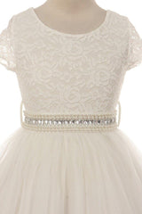 iGirlDress Little Girls Sleeves Lace Tulle Flower Girls Dresses Sizes 2-14