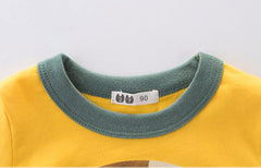 Toddler Baby Boy Short Sleeve Graphic Tee Shirts Kids Crewneck T-Shirt Tops Soft Shirts Cute Boys (Yellow, 1-2 Years)