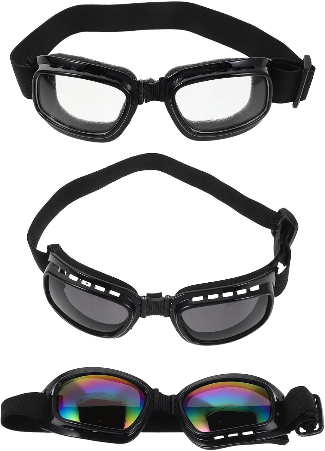 Ciieeo 3pcs Dog Goggles: UV Protection for Large Breed Dog Sunglasses Windproof Anti-fog Snowproof Puppy Glasses for Outdoor Riding Driving with Adjustable Straps