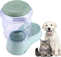 Automatic Pet Food Drink Dispenser Green Dog Cat Feeder Bowl with Easy Design Fresh Water Fountain for Pets Effortless Feeding for Busy Pet Owners