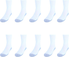 Hanes Boy's Cool Comfort Double Tough Crew Socks (10 Pair), Small, White
