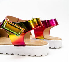 Toddler Sandals Girl Children Thick Sole Gradient Sandals Fashion Soft Beach Shoes Little Girls Sandals Sandals Wear (Hot Pink, 13.5 Little Child)