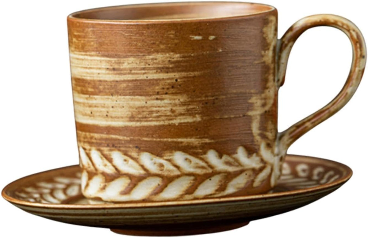 Espresso Cup with Saucer Latte Juice Mug with Handle Drinkware Milk Mug Hot Tea Cup for Office Home Kitchen Restaurant Party