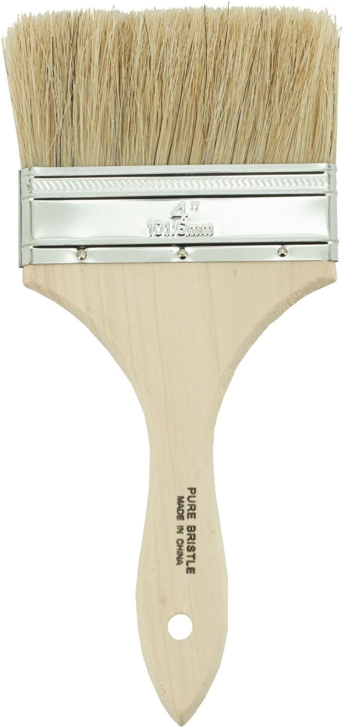 MBS Painting Supplies 4" Double Thick Chip Brush with Solid Wood Hand and Natural Bristles