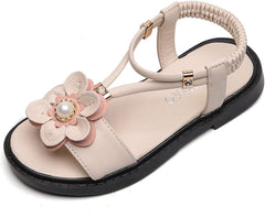 Girls Sandals Sandals Sandals Girls Baby Non-Slip Rubber Toddler Shoes Kids Flower Baby Shoes (Beige, 5-5.5 Years)