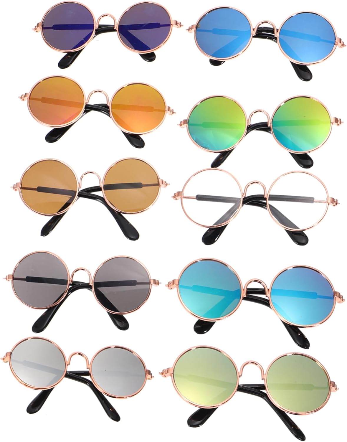 SUPVOX Dog Puppy Cat Photo Sunglasses 10pcs Pet Dog Goggles Stylish Round Lenses for Pet Dress up and Props