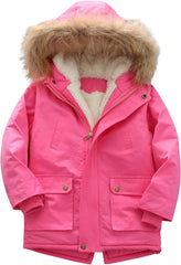 Par-ka Outerwear Winter Jacket Girls Winter Jacket Lined Thick Fleece Water-Proof Coat Quilted Hooded Work Coat for Boys