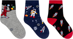 Sock It To Me, Boys Crew, Space Walk, Astronaut, & Rocket Socks, (3-Pack)