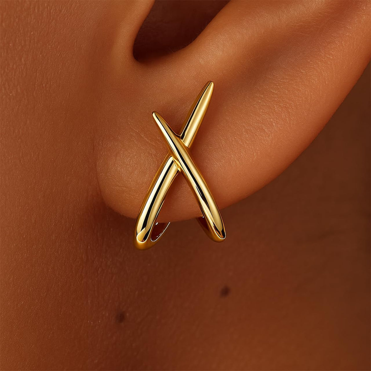 1 Pair Gold Stud Earring for Women, X Delicate Simple Earrings, Minimalist Jewelry for Casual Wear, Fashionable Accessory for Everyday Use(Golden)