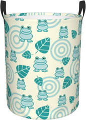 Cute Frog Laundry Hamper Circular Laundry Basket Bin Dirty Clothes Bag Storage Basket Small