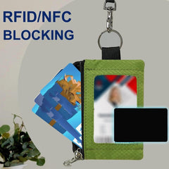 Minimalist RFID Blocking Small Wallet with Id Window,Waterresistant Zip Id Case Wallet with Lanyard Keychain,Small Slim Thin Compact Credit Card Fully Functional Wallet