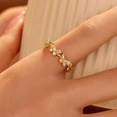 1PC Gold Butterfly Ring for Women, Delicate Cubic Zirconia Embellished Band, Dainty Fashion Jewelry, Non Tarnish Adjustable Ring, Suitable for Stacking or Everyday Wear