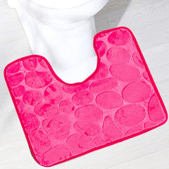 Reyox U-Shaped Bath Mat, Non Slip Soft Absorbent Bathroom Rugs, Quick Dry Bath Rugs, Polyester Contour Toilet Mat Blue Green 16" x 20"