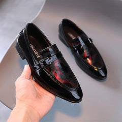 Summer and Autumn Fashion Boys Casual Leather Shoes Solid Color Lace Up Pointed Lace Up Boys Wading Boots (Red, 9-9.5 Years)