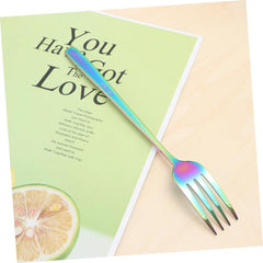 PRETYZOOM Colorful Stainless Steel Serving Forks Elegant Design for Western Cuisine Fruit and Desserts Dishwasher Safe Premium Tableware for Home and Kitchen