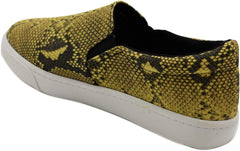Soda Reign Slip-On Sneakers for Women, Size 6, Mustard Python